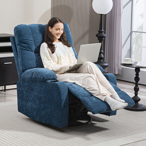 Rootz Relaxation Armchair - Recliner Chair - Rotatable Chair - Fully Adjustable Comfort - 88x96x108cm, Dark Blue
