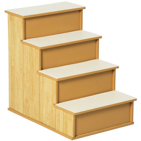 Rootz 4-Stage Pet Stairs - Dog & Cat Steps - Short Plush Ramp - Joint Protection - 40cm x 59cm x 54.2cm