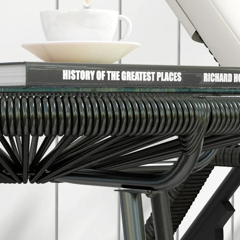 Rootz Garden Table - Boho Style - Outdoor Side Table - PE Rattan - Tempered Glass - Weather Resistant - Black - 50cm x 50cm x 50cm