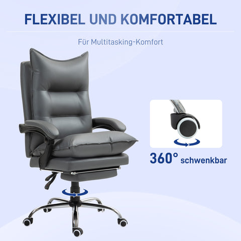 Rootz Ergonomic Office Chair - Adjustable Desk Chair - Comfortable Work Seating - Faux Leather - 66L x 72W x 122-130H cm