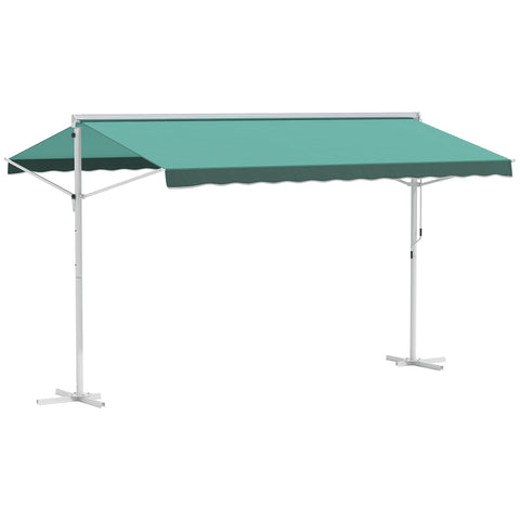 Rootz Double Desk Sail - Retractable Sunshade - Awning Shelter - Waterproof Metal & Polyester - 3m x 2.95m x 2.6m