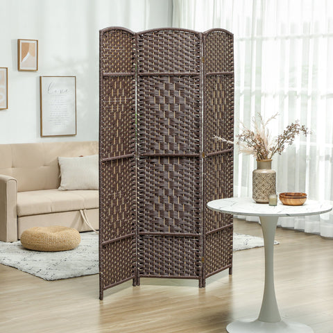 Rootz Room Divider - Foldable Partition - Privacy Screen - Pine Wood Frame - 135cm x 1.7cm x 180cm - Elegant Brown Finish