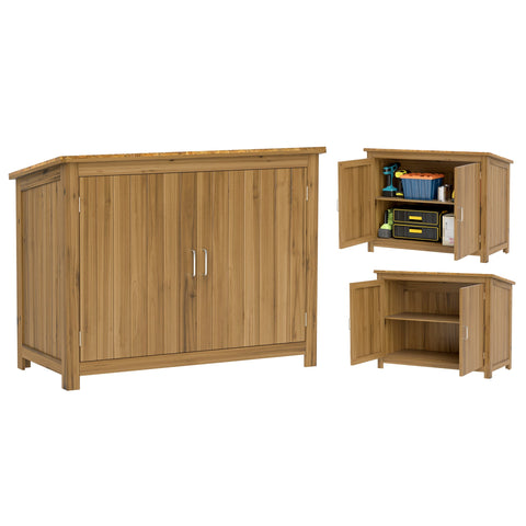 Rootz Wooden Garden Cabinet - Storage Chest - Tool Organizer - Weatherproof Design - 110cm x 50cm x 85cm