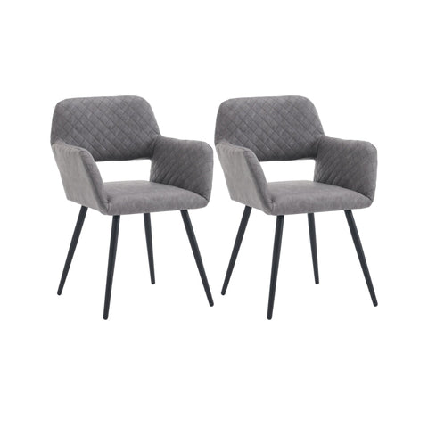 Rootz 2 Piece Set Makeup Chairs - Beauty Chairs - Comfort Seating - Ergonomic Support - 58cm x 56cm x 80cm - Cement Gray Faux Leather