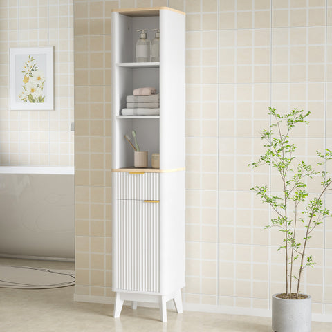 Rootz Bathroom Tall Cabinet - Bathroom Closet - Storage Tower - Space-saving Design - 33 x 30 x 170 cm - White