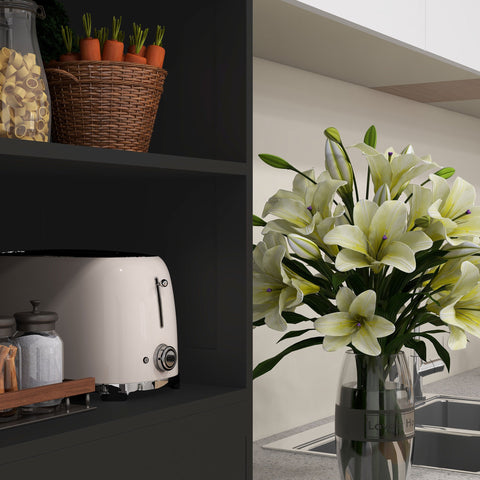 Rootz Kitchen Cabinet Buffet - Kitchen Showcase - Storage Furniture - Modern Elegance - 60b x 30t x 162h cm Black