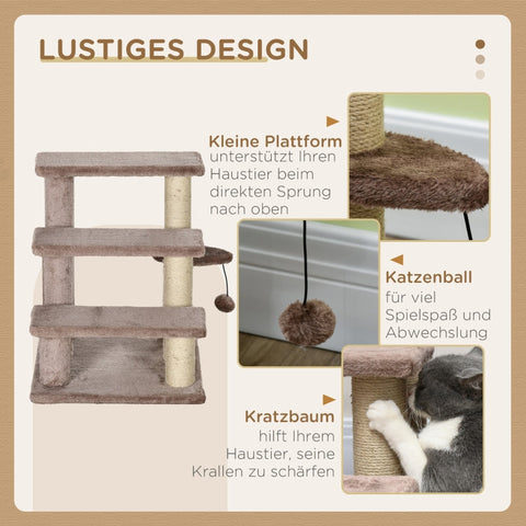 Rootz Pet Staircase - Cat Climbing Steps - Kitty Play Tower - Helps Reach High Areas - Compact & Portable - Sturdy Design - 45cm x 40cm x 48cm
