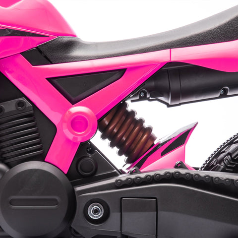 Rootz 12V Pink Electric Motorcycle for Children - Kids Ride-On - Children's Vehicle - Support Wheels - 105cm x 57cm x 62cm