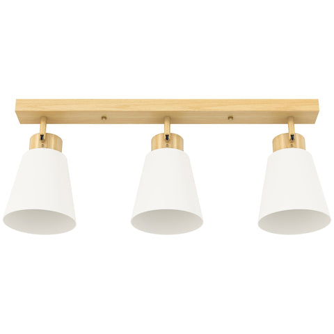 Rootz LED Ceiling Light 40W - Ceiling Lamp - Adjustable Light Fixture - Brown Wood Finish - 3 E27 Sockets - Dual Mount - 55x13x20cm - Shadow-Free Lighting