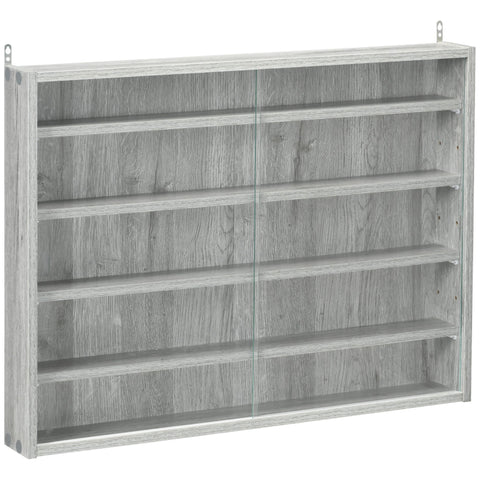 Rootz Wall Showcase for Collectibles - Display Cabinet - Glass Door Shelving - Adjustable Shelves - 80x9.5x60 cm - Durable Storage Solution
