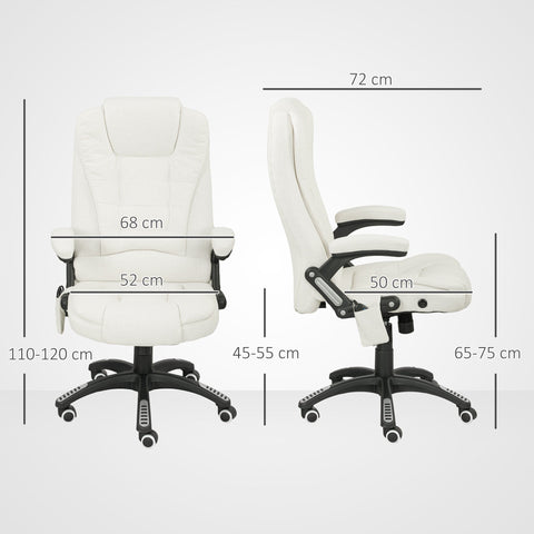 Rootz Office Chair with Massage - Ergonomic Desk Chair - Executive Seating - Enhances Relaxation -White - 68cm x 72cm x 110–120cm