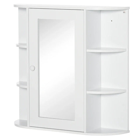 Rootz Mirror Bathroom Cabinet - 8 Compartments - Mirror Doors - Wall Cabinet - Water Resistant - MDF-Glass - White - 66cm x 17cm x 63cm