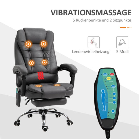 Rootz Massage Office Chair - Vibrating Chair - Heated Lumbar - Ergonomic Computer Chair - 65cm x 160cm x 104cm