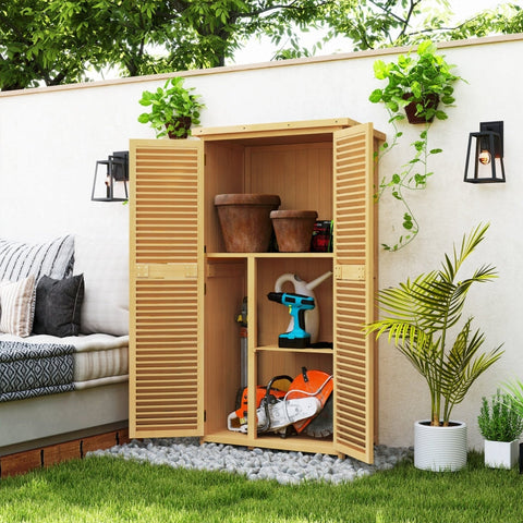 Rootz Garden Cabinet - Tool Shed - Outdoor Storage - Weatherproof - 87cm x 46.5cm x 160cm - Pine Wood - Bitumen Roof