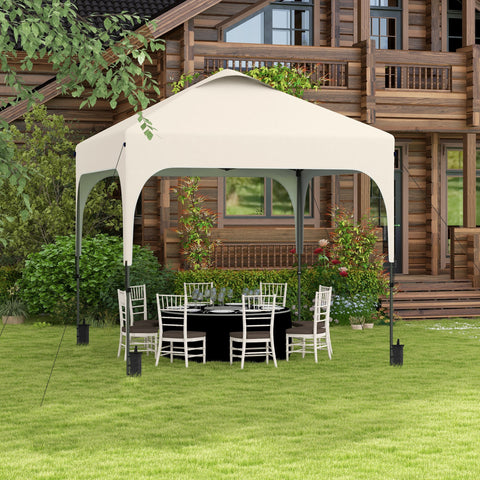 Rootz Garden Pop-Up Pavilion - Folding Tent - Height Adjustable Shelter - Anti-UV50+ Protection - Steel Frame - 253cm x 253cm x 268cm