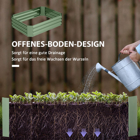 Rootz Raised Garden Bed - Plant Box - Flower Box - Galvanized Steel - Rust Protection - 120cm x 90cm x 30cm - Green
