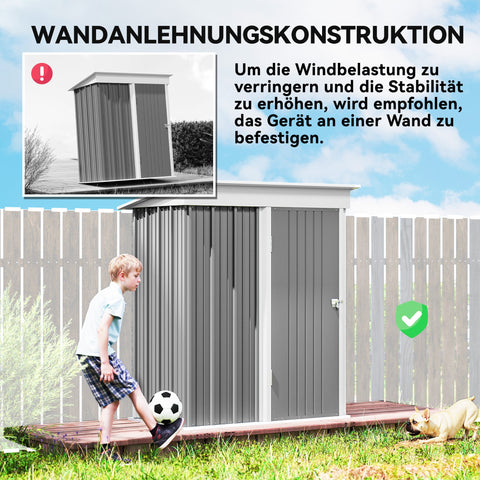 Rootz Garden Shed - Outdoor Storage Shelter - Tool House - Weatherproof - Lockable & Adjustable Shelves - Grey - 161x95x163/181cm