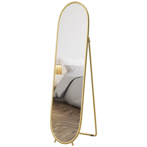 Rootz Full-Length Mirror - Standing Mirror - Rustproof Metal Frame - Elegant Oval Shape - Clear Reflection - 40cm x 41cm x 159cm