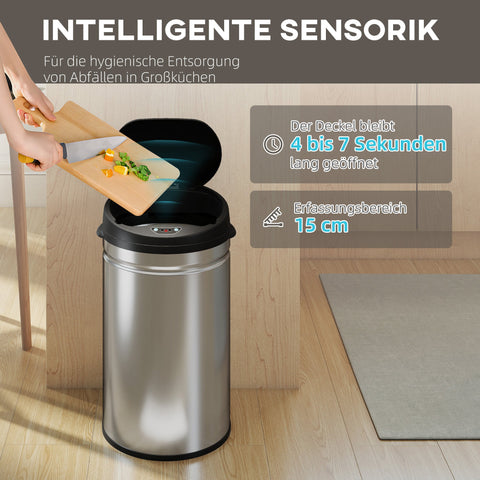 Rootz 30L Sensor Waste Bin - Touch-Free Trash Can - Soft-Close Garbage Can - Hygienic Kitchen - 32cm x 30.5cm x 51cm