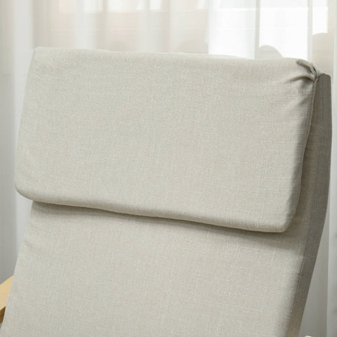 Rootz Armchair Set with Footstool - Upholstered Lounge Chair - Wooden Frame - Lightweight & Compact - Breathable Linen Fabric - Cream+Natural - 66.5cm x 80cm x 99cm