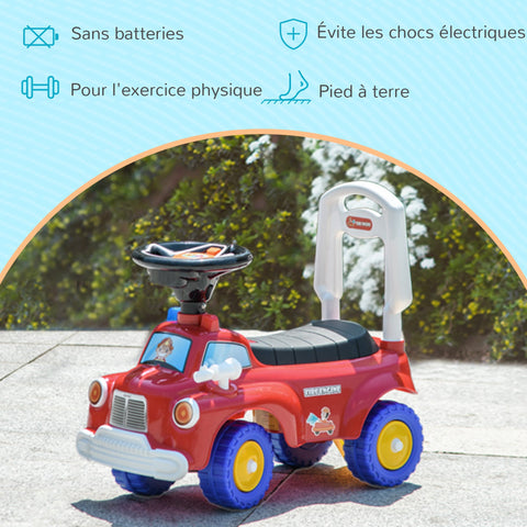 Rootz Fire Truck Walker for Kids - Push Vehicle - Baby Car with Music - Storage Space - 49cm x 24cm x 42cm