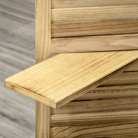 Rootz Room Divider 4 Panel Screen - Folding Room Partition - Privacy Screen - Paulownia Wood - 162x170cm with 3 Shelves