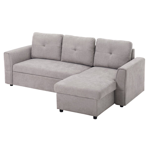 Rootz 3-Seater Sofa Bed - Upholstered Sleeper Couch - Convertible Sofabett - Extra Storage - Grey - 141cm x 85cm