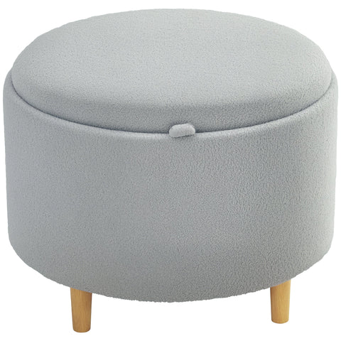 Rootz Upholstered Grey Stool - Footrest - Coffee Table - Hidden Storage - 56cm x 56cm x 42cm
