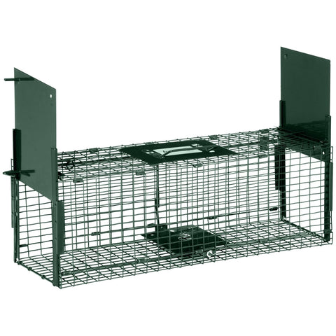 Rootz Live Trap Dierenkooi - Humane Dierenval - Nauwkeurig Vangmechanisme - Zeer Gevoelig - Stevig en Duurzaam - Veilig voor Huisdieren en Kinderen - 60cm x 18cm x 20cm - Staal - Groen