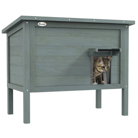 Rootz Outdoor Cat House - Katzenhaus - Weatherproof Katzenhütte - Cozy Insulation - 85cm x 50cm x 68.5cm Grey+Black