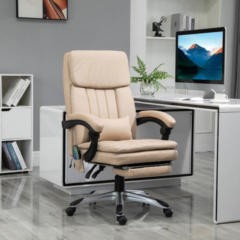 Rootz Ergonomic Massage Office Chair - Height Adjustable - Tilting Backrest - Extendable Footrest - Faux Leather - 67W x 69D x 106.5-114.5H cm