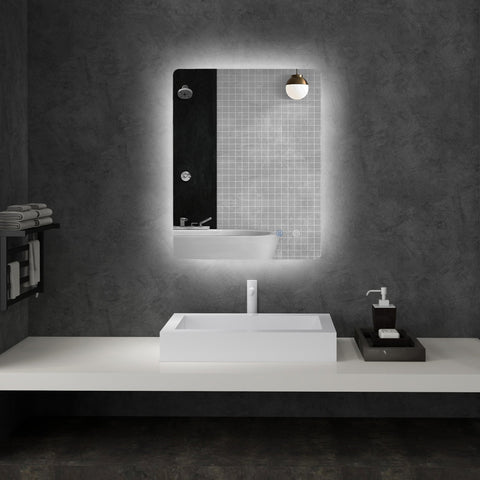 Rootz Rectangular LED Bathroom Mirror - Vanity Mirror - Wall Mirror - Anti-Fog Feature - 80 x 60 cm
