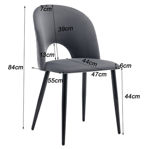 Rootz Gray Velvet Dining Chair - Elegant Seating - Sturdy Dining Chair - Comfort & Durability - 47L x 44W x 84H cm