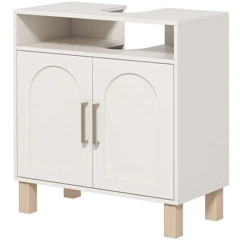 Rootz Bathroom Unit Wash Basin Cabinet - 2 Door Bathroom Storage - Adjustable Shelves - Moisture Resistant - 60x30x63 cm