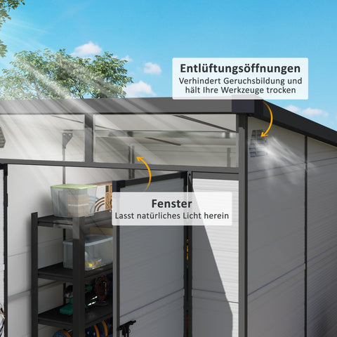Rootz Garden Shed Bike Shelter - Tool Storage - Lockable Doors - Durable & Weatherproof - 1.9m x 1.9m x 2.15m