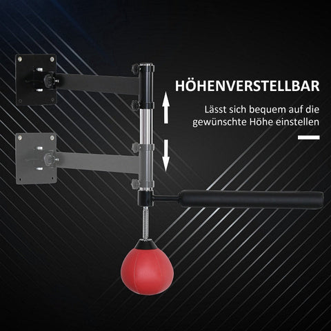 Rootz Boxing Frame - Punching Bag Stand - Wall Mounted Boxing Equipment - Steel Frame - Adjustable Height - Training Reflexes - Red - 79cm x 72cm x 20cm