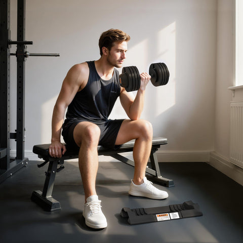 Rootz Adjustable Single Dumbbell - Free Weights - Strength Trainer - Non-Slip Handle - 7/13/18/24kg Black - Space-Saving - 37x18x18cm