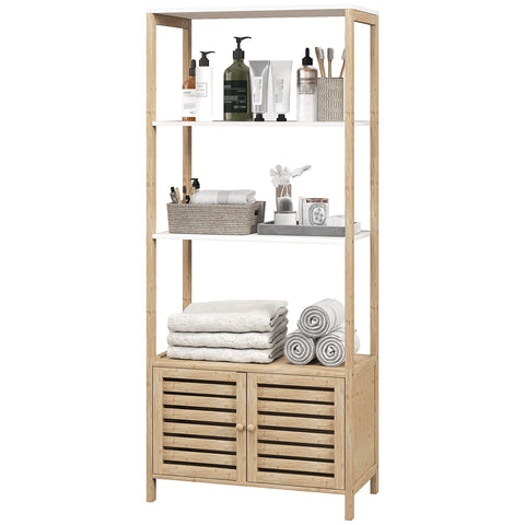 Rootz Bamboo Bathroom Cabinet - Storage Organizer - Bamboo Shelving - Maximize Space - 63 x 30 x 138 cm - Ideal for Modern Bathrooms