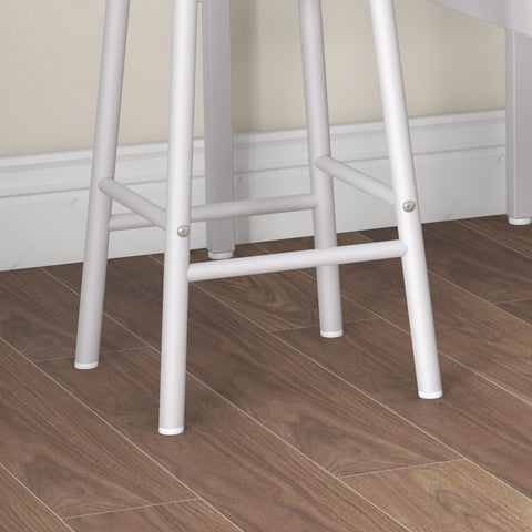 Rootz 3 Piece High Table Set - Bar Set - Dining Set - Space-Saving Design - 105x40x90cm, Stools 30x60cm - Steel & MDF, White- Brown