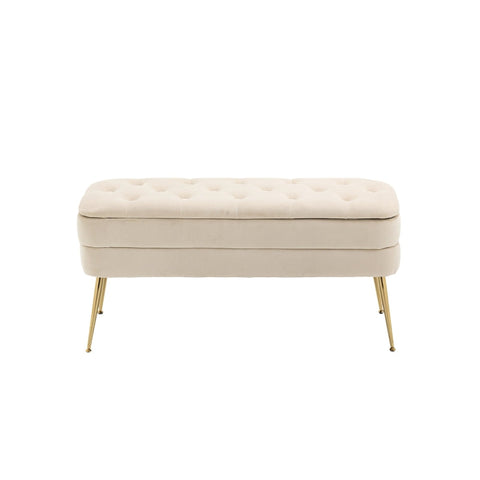 Rootz Pouf Bench - Ottoman - Velvet Storage Bench - Modern Design - 104cm x 40cm x 51cm