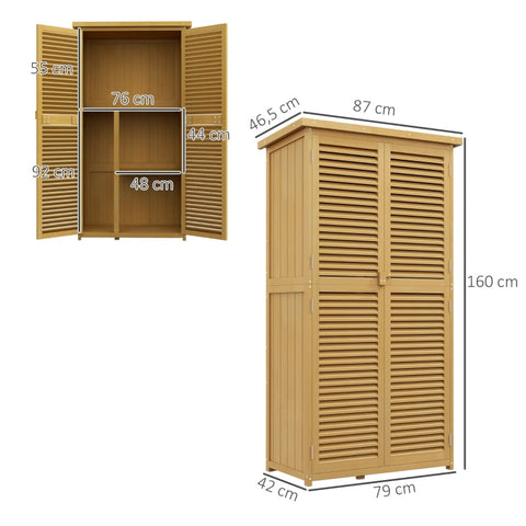Rootz Garden Cabinet - Tool Shed - Outdoor Storage - Weatherproof - 87cm x 46.5cm x 160cm - Pine Wood - Bitumen Roof