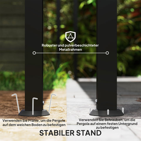 Rootz Wall-Mounted Garden Pergola - Pavilion - Outdoor Shelter - Water Resistant - 248x298x200/250 cm - Ideal for Terraces