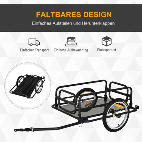 Rootz Bicycle Trailer - Cargo Trailer - Heavy-Duty Transport - Enhanced Safety - Durable Construction - Superior Stability - 139cm x 71.5cm x 49cm - Steel Frame & Plastic Base