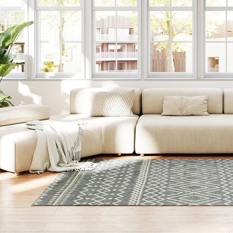 Rootz Indoor Outdoor Carpet - Boho Rug - Easy-Clean Carpet - Allergy-Friendly - 170cm x 120cm x 0.5cm - Grey