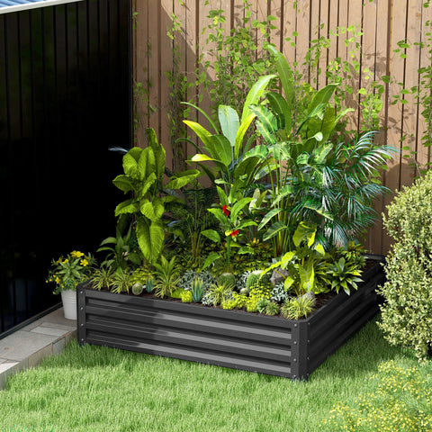 Rootz Garden Bed Planter Box - Planting Box - Steel Housing - Space-Saving - 120 x 120 x 30 cm