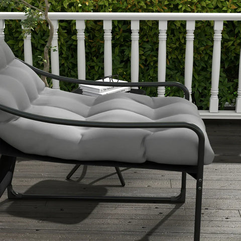 Rootz Armchair - Garden Chair - Thick Seat - Garden Sofa - PP Cotton - Steel-polyester - Gray - 62L x 110W x 88H cm