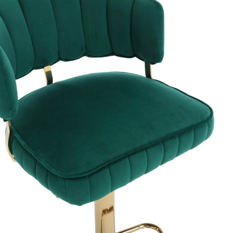 Rootz Adjustable Bar Stool Set - Retro Style Chairs - Velvet Swivel Stools - Ergonomic Comfort - 48cm x 45.5cm x 92-114cm