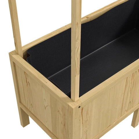 Rootz Raised Bed With Roof - Drainage Holes - Fleece Lining - Weatherproof - Fir Wood - Natural - 110 x 60 x 152 cm