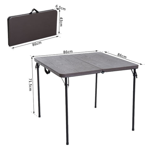 Rootz Folding Camping Table - Picnic Table - Outdoor Table - Powder-Coated Metal Frame - Easy-Care Plastic Top - 86cm x 86cm x 71.5cm