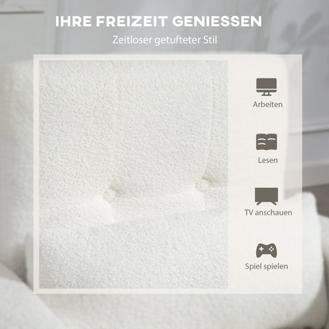 Rootz Modern White Armchair - Upholstered Seating - Living Room Chair - Lumbar Pillows Support - 76cm x 89.5cm x 53cm